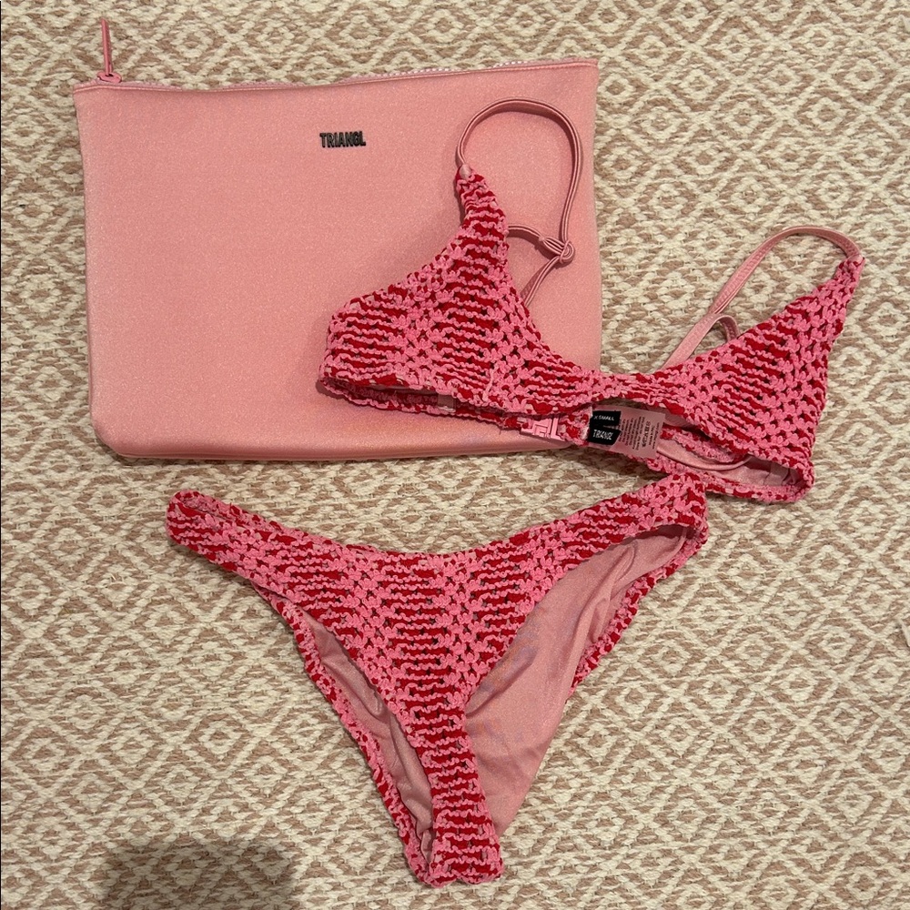 Triangl Swimwear bikini pink crochet